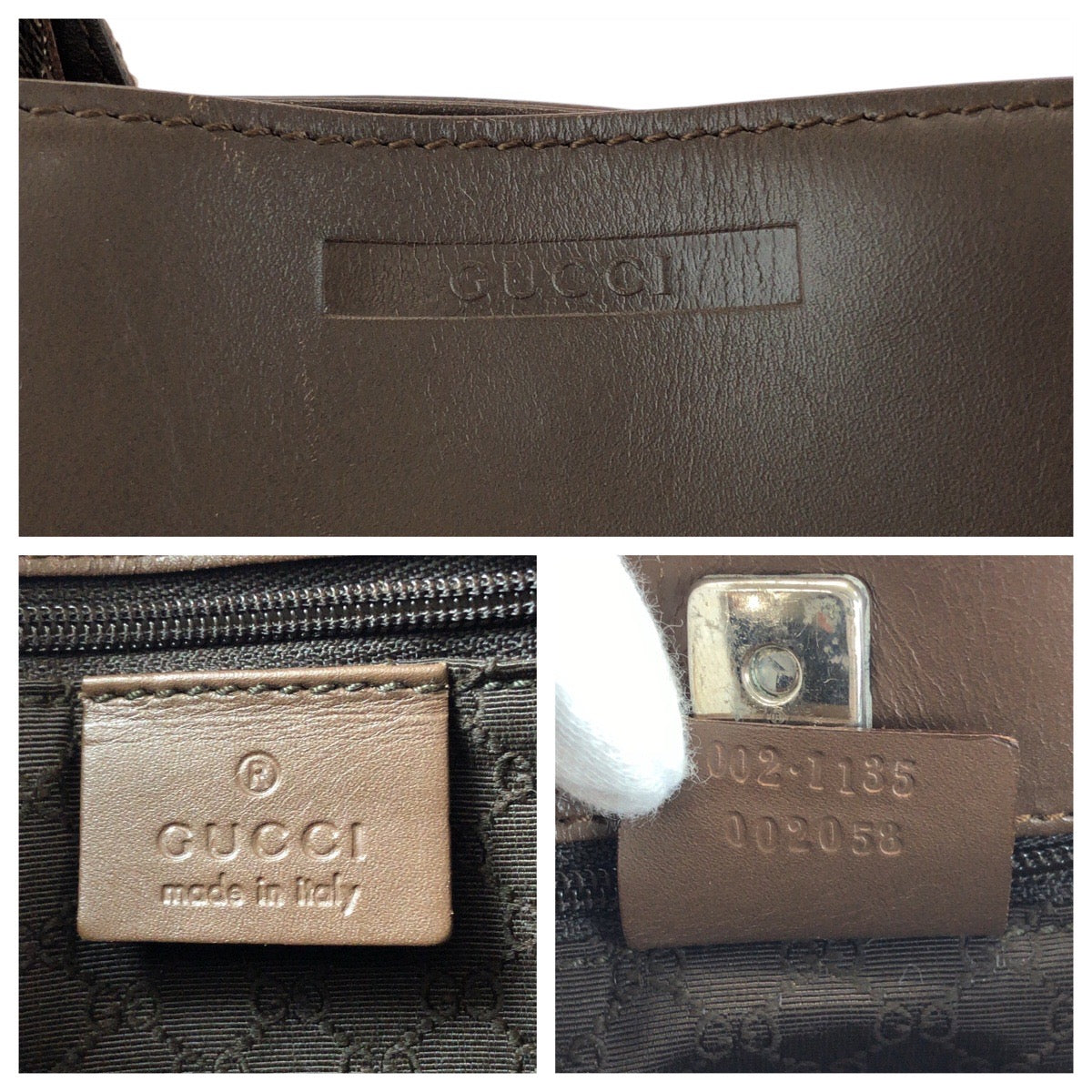 GUCCI Tote Bag 002 1135 leather Brown Sherry line