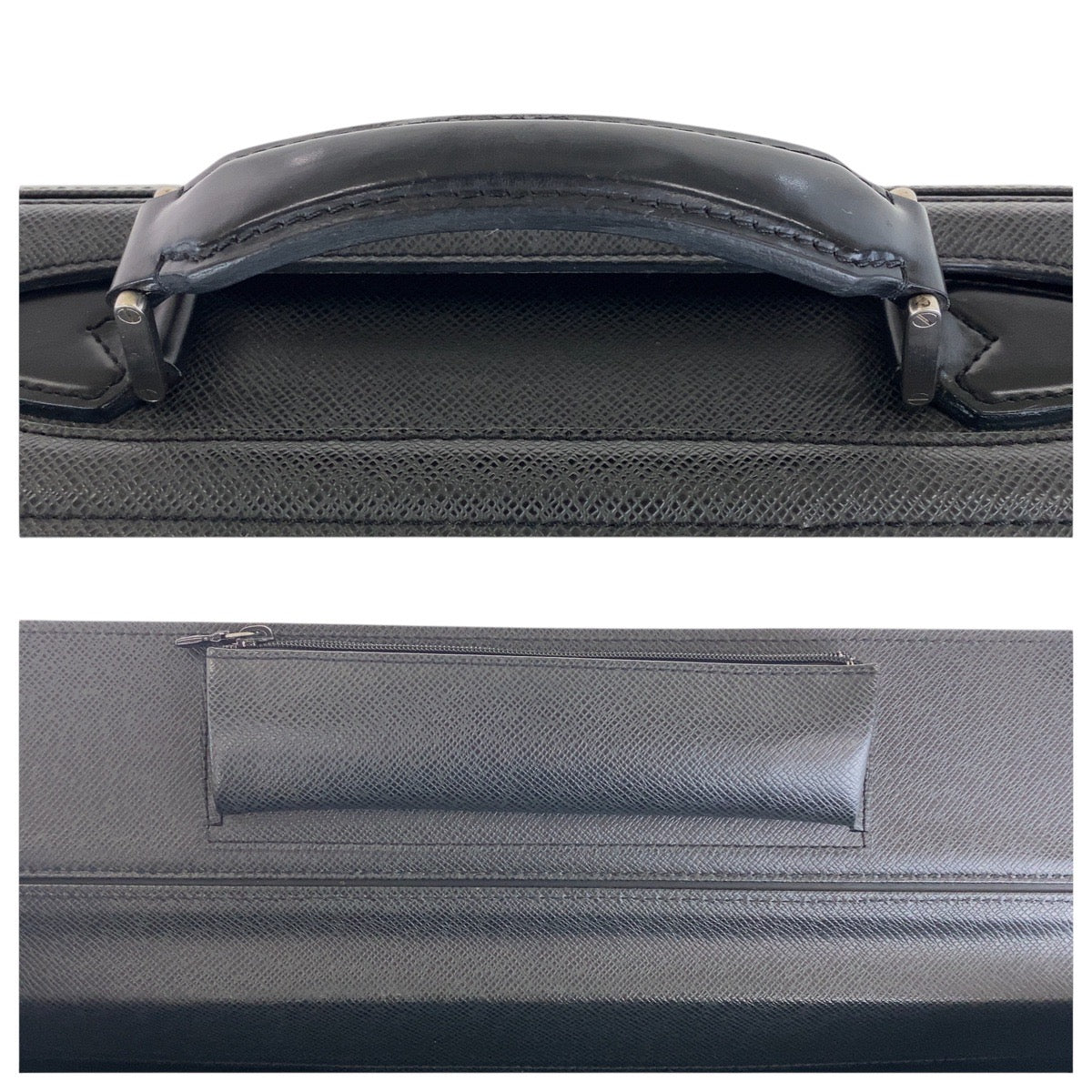 LOUIS VUITTON Business bag M30022 leather black Taiga Pilott case Ural