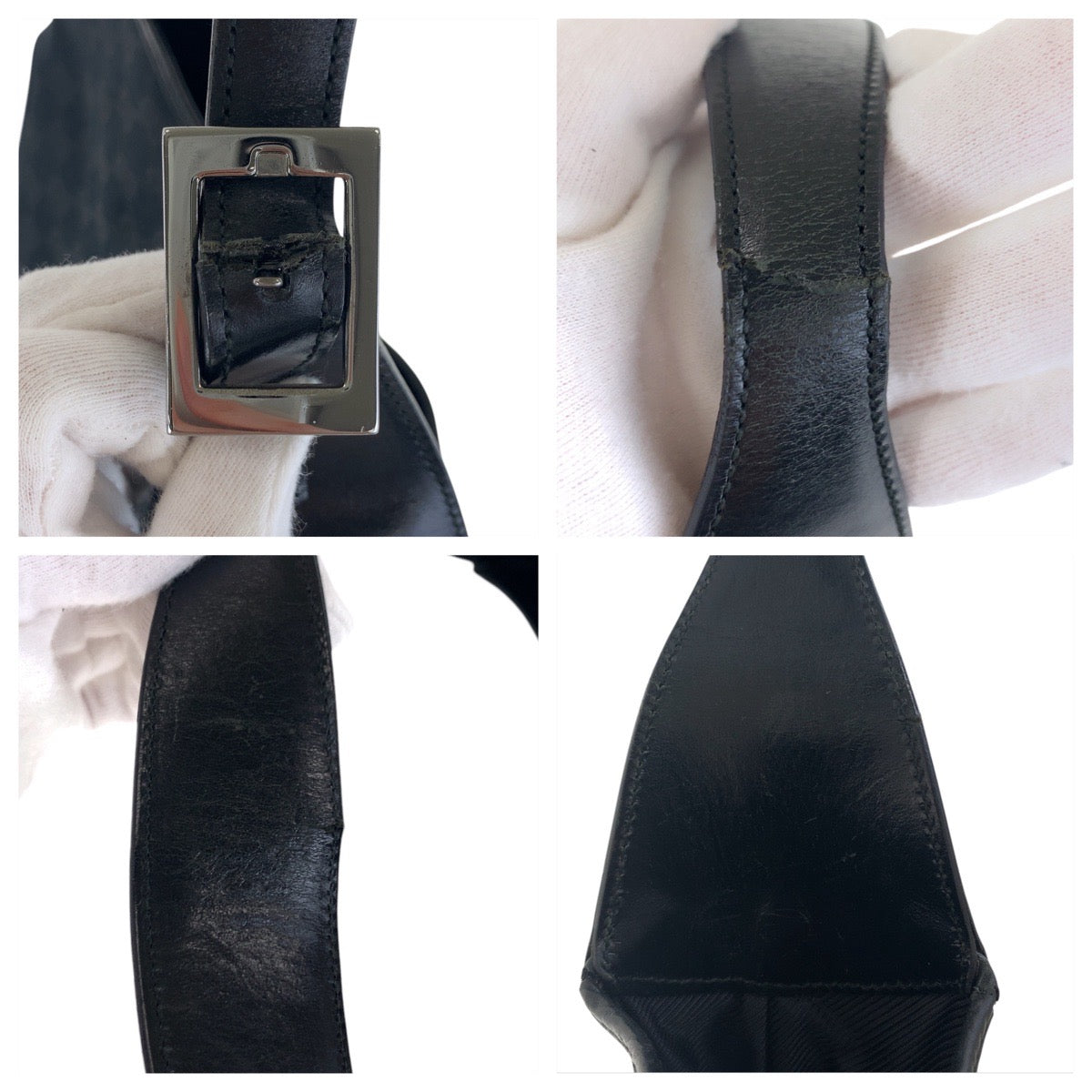 GUCCI Shoulder Bag 001 3306 GG canvas black Jackie