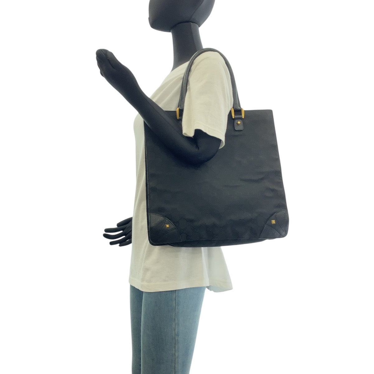 GUCCI Tote Bag 120898 GG canvas black Studs