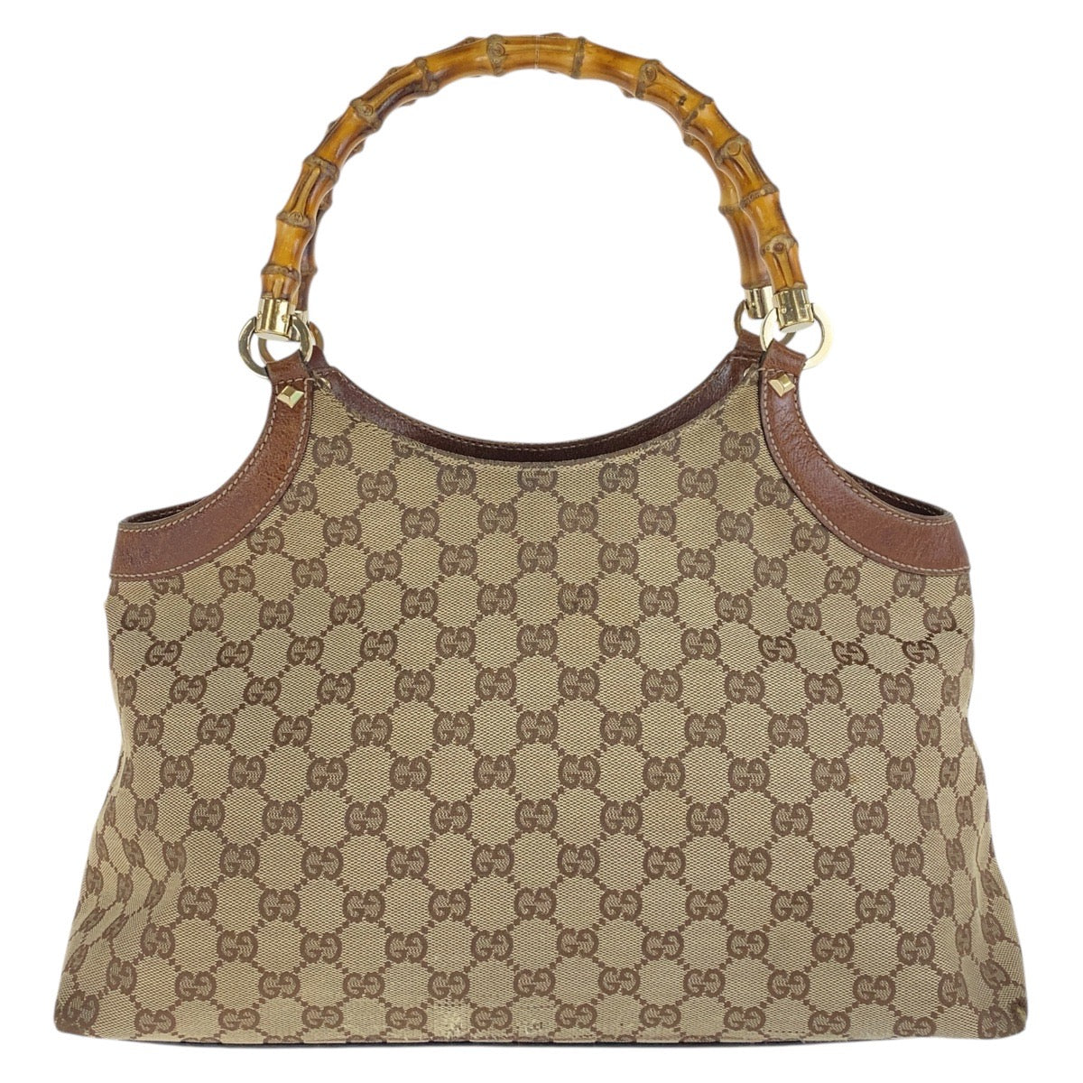 GUCCI Tote Bag 137395 GG canvas Brown Bamboo