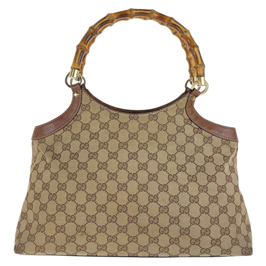 GUCCI Tote Bag 137395 GG canvas Brown Bamboo