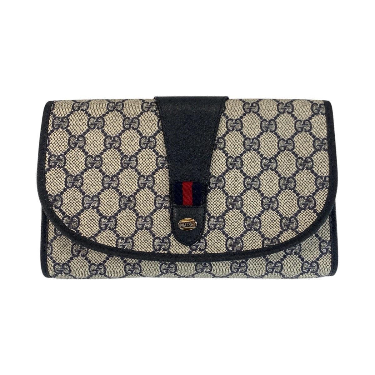GUCCI Clutch bag 89 01 030 GG Supreme Canvas gray Sherry Line Old Gucci