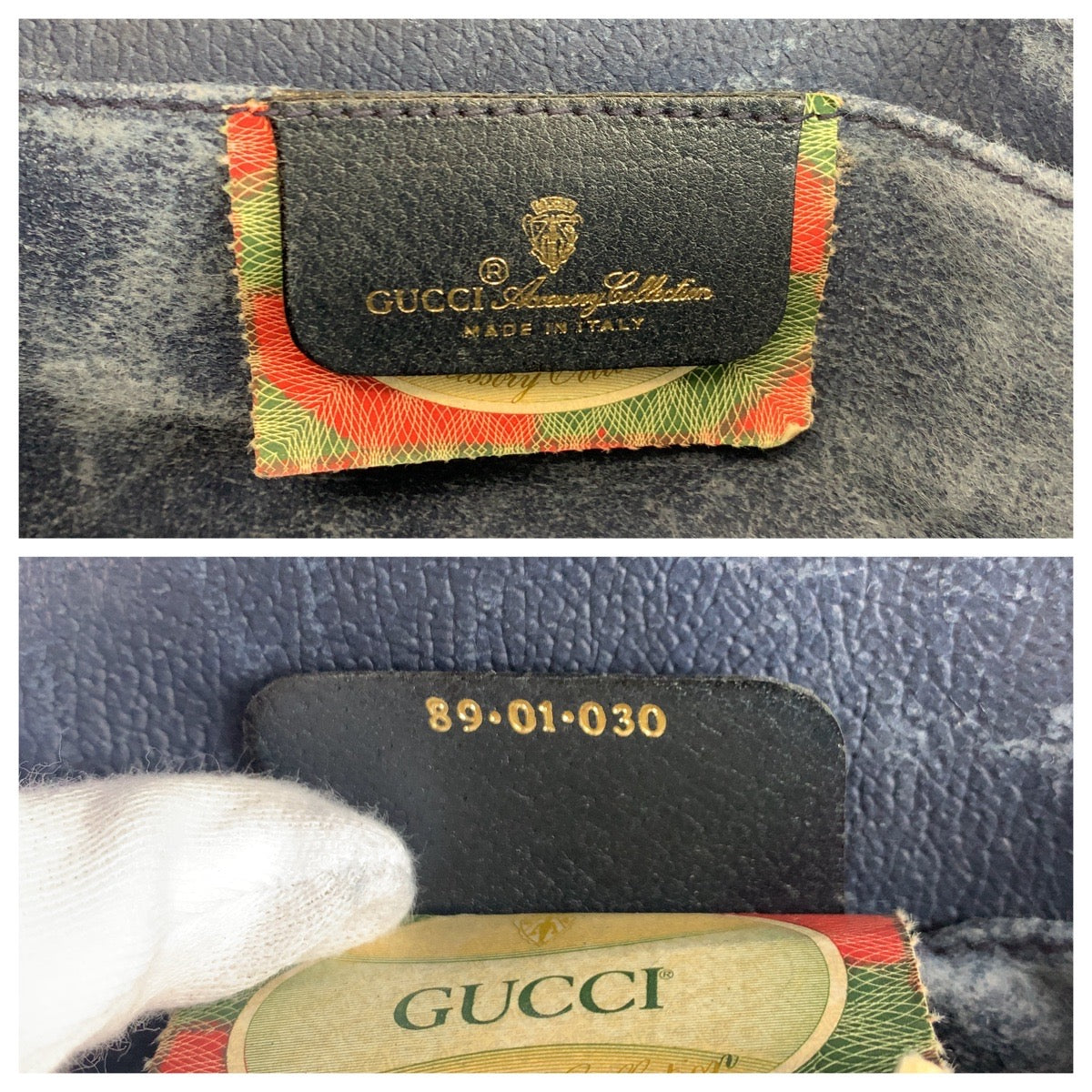 GUCCI Clutch bag 89 01 030 GG Supreme Canvas gray Sherry Line Old Gucci