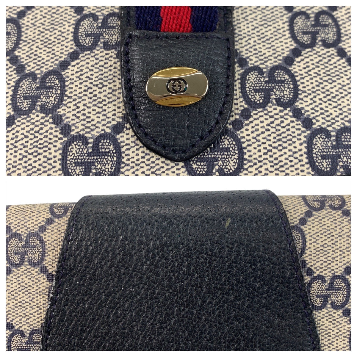 GUCCI Clutch bag 89 01 030 GG Supreme Canvas gray Sherry Line Old Gucci