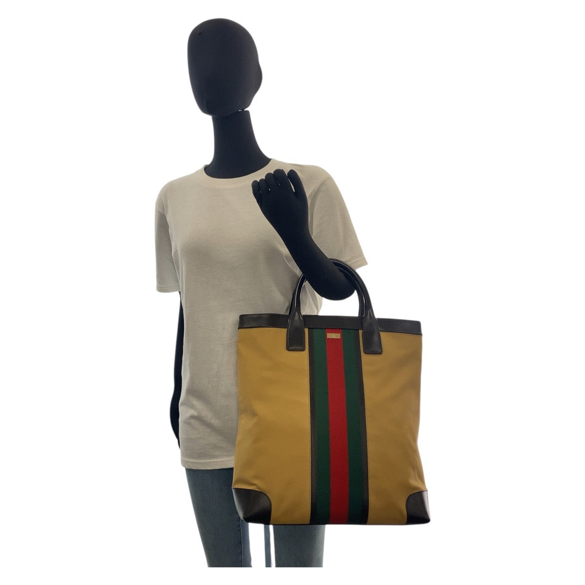 GUCCI Tote Bag 002 1121 Canvas, Leather beige Sherry line Women Used