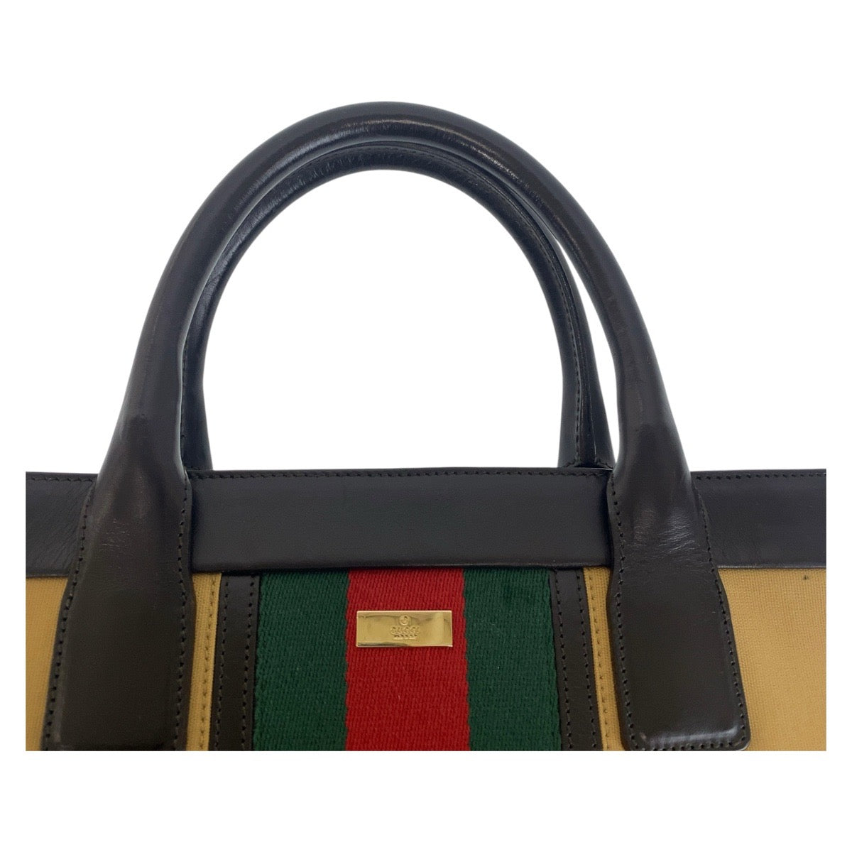 GUCCI Tote Bag 002 1121 Canvas, Leather beige Sherry line Women Used