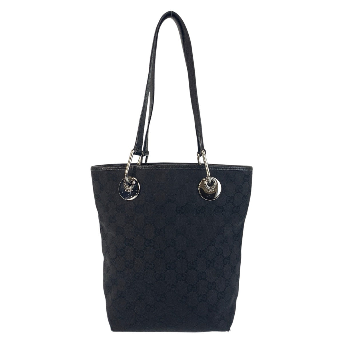 GUCCI Tote Bag 120840 GG canvas, leather Black SilverMetal Tote Bag Shoulder Bag Women Used