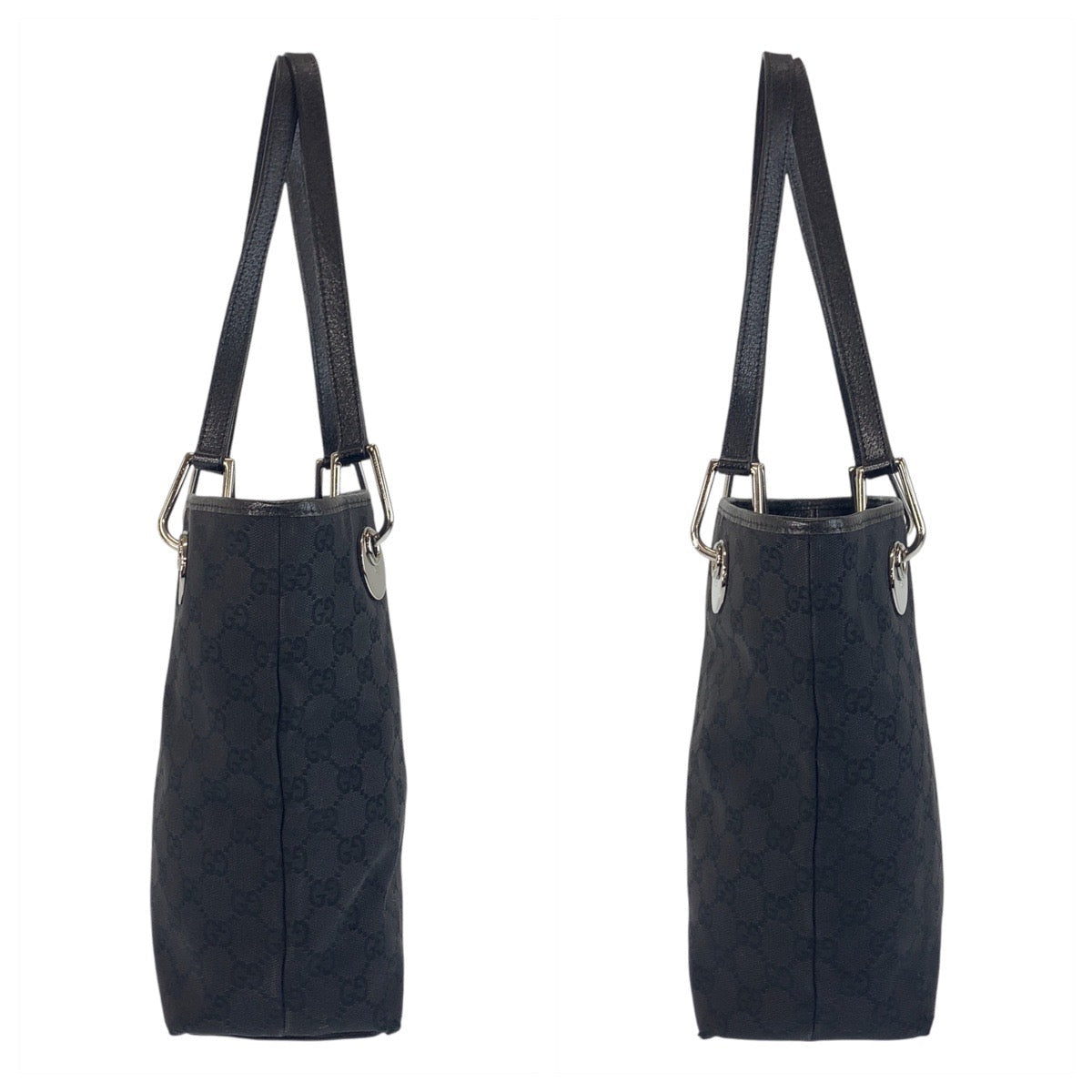 GUCCI Tote Bag 120840 GG canvas, leather Black SilverMetal Tote Bag Shoulder Bag Women Used