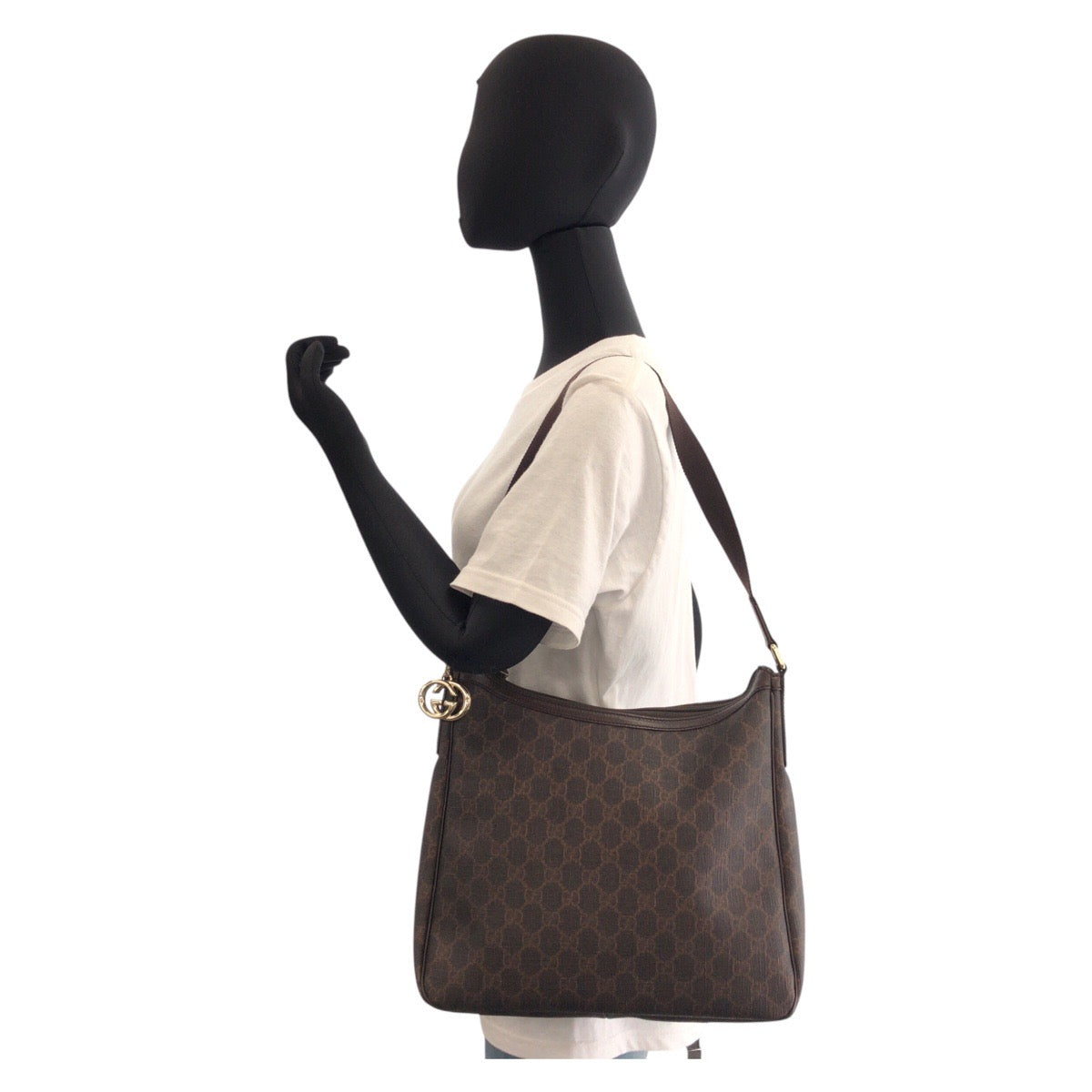GUCCI Shoulder Bag 264219 GG Supreme Canvas Brown Gold Metal Shoulder Bag Messenger bag Women Used