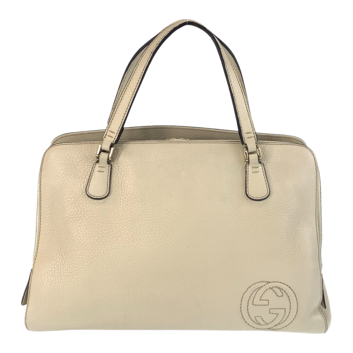 GUCCI Handbag leather white Handbag Interlocking Women Used
