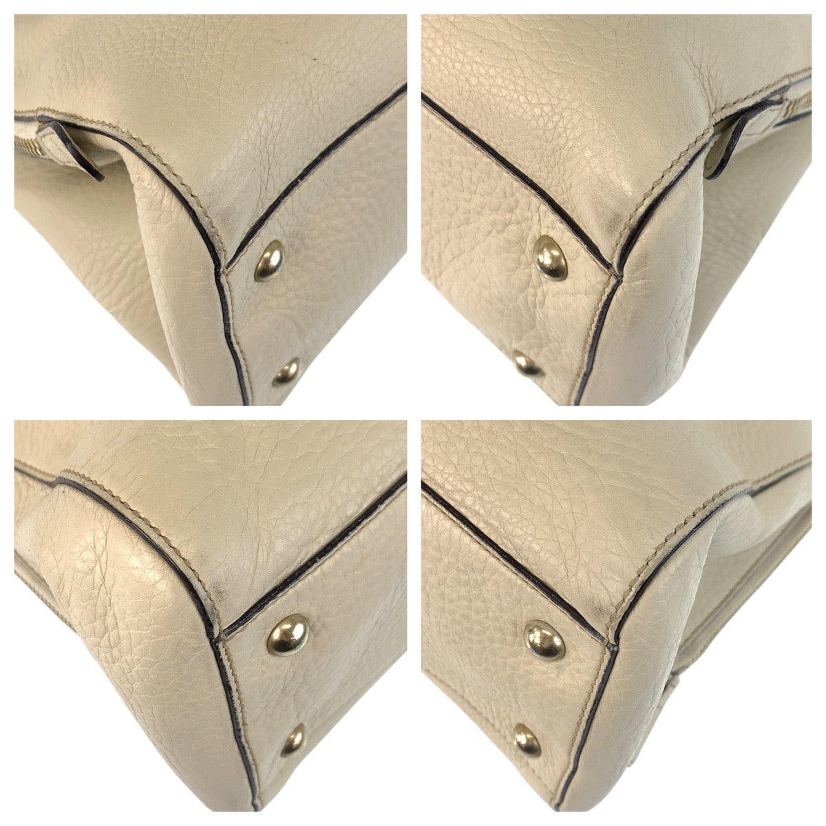 GUCCI Handbag leather white Handbag Interlocking Women Used