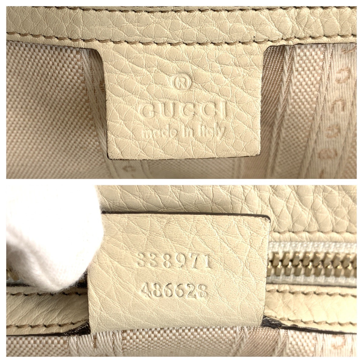 GUCCI Handbag leather white Handbag Interlocking Women Used
