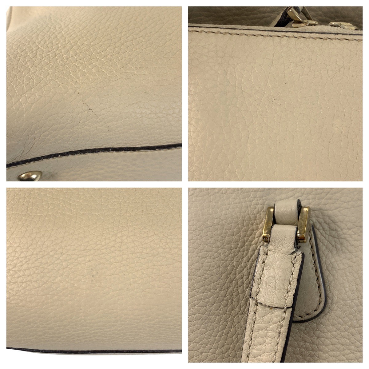 GUCCI Handbag leather white Handbag Interlocking Women Used