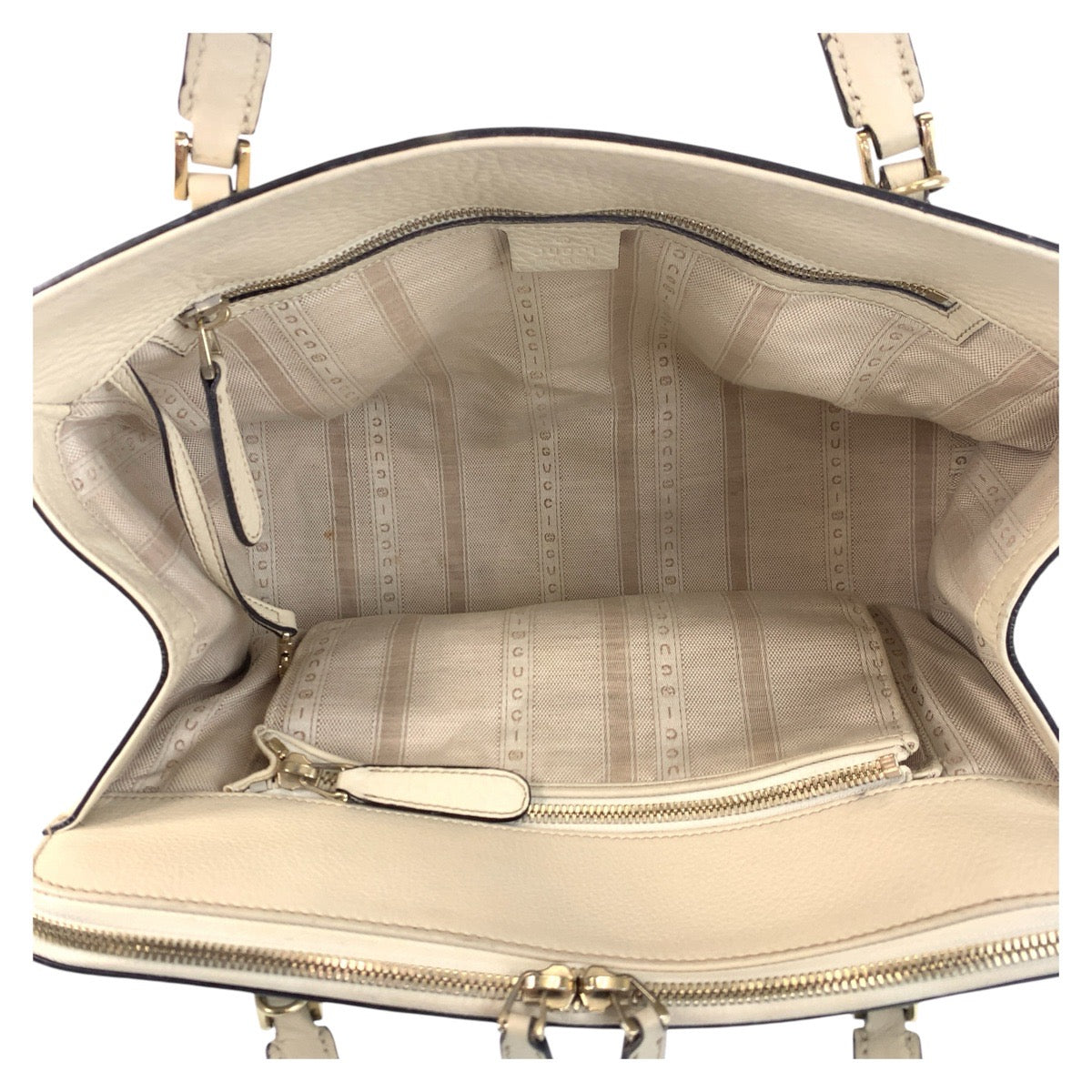 GUCCI Handbag leather white Handbag Interlocking Women Used