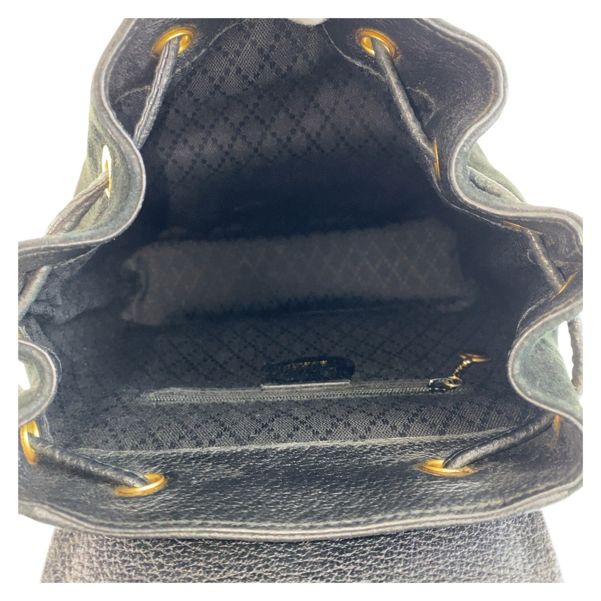GUCCI Backpack 003 1705 0030 Suede Black GoldMetal Backpack Backpack Bamboo Women Used