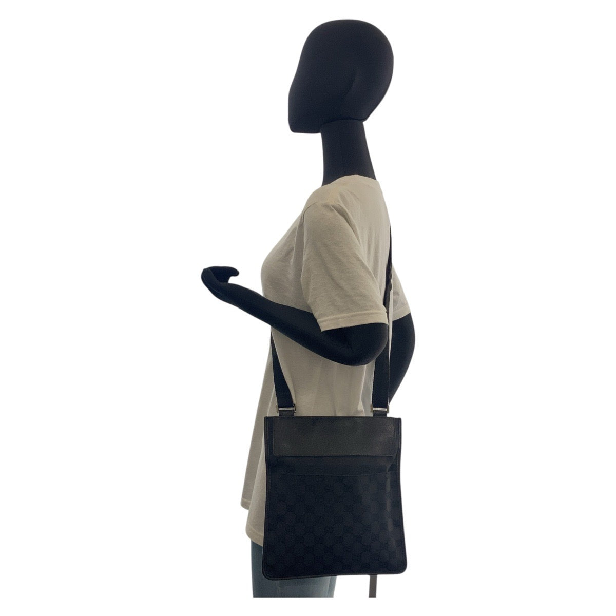 GUCCI Shoulder Bag 27639 GG canvas, leather Black black Shoulder Bag pochette Women Used