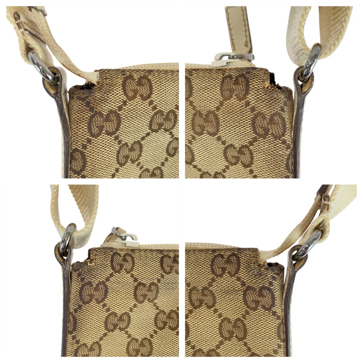 GUCCI Shoulder Bag 147671 GG canvas, leather Brown Shoulder Bag pochette Women Used