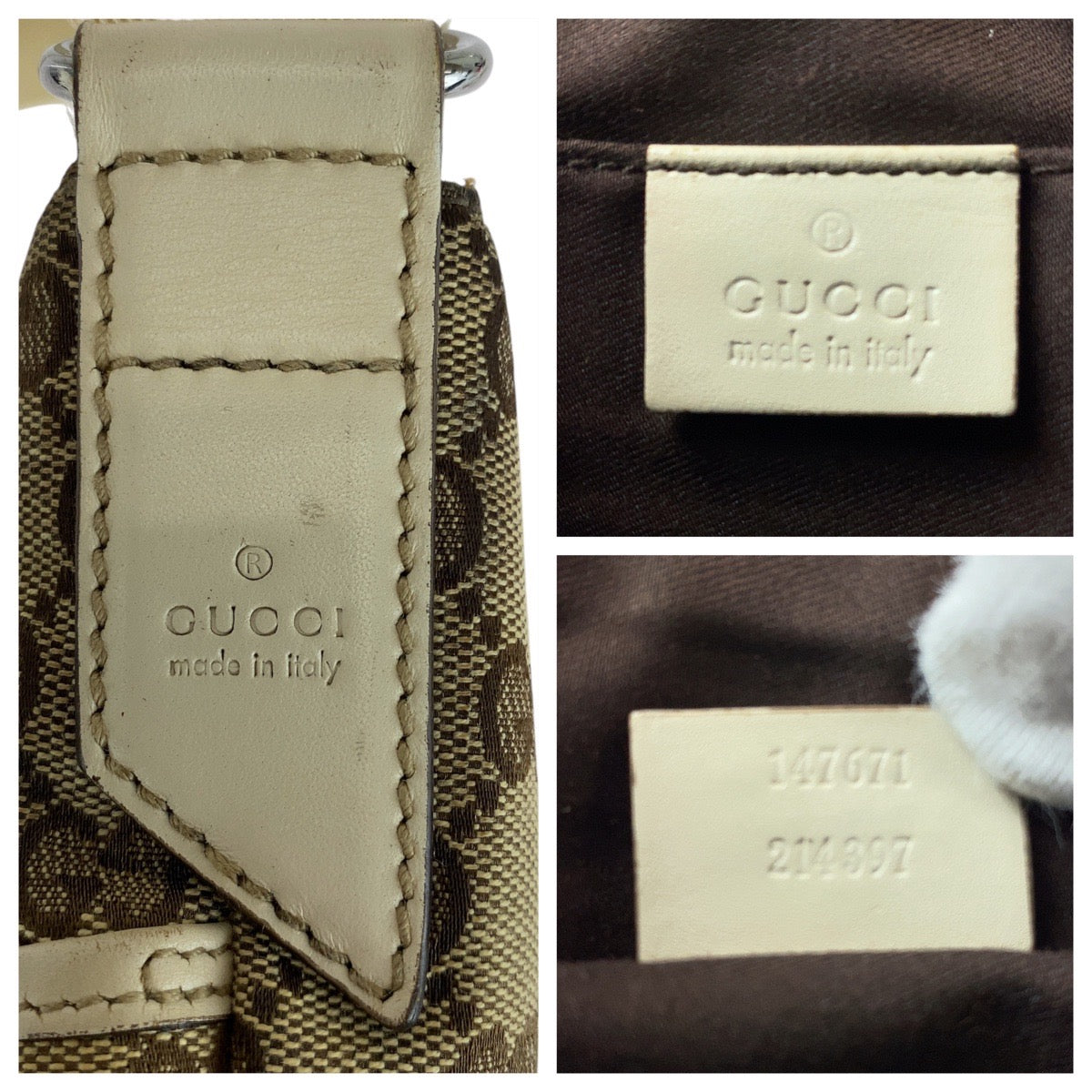 GUCCI Shoulder Bag 147671 GG canvas, leather Brown Shoulder Bag pochette Women Used