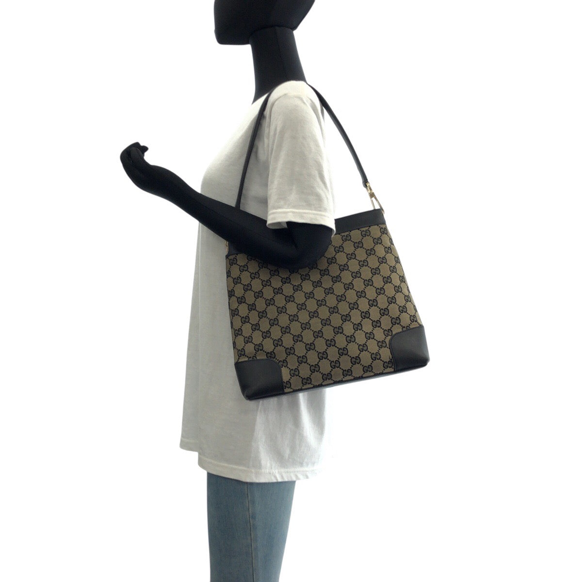 GUCCI Shoulder Bag 001 4231 GG canvas, leather black Women Used