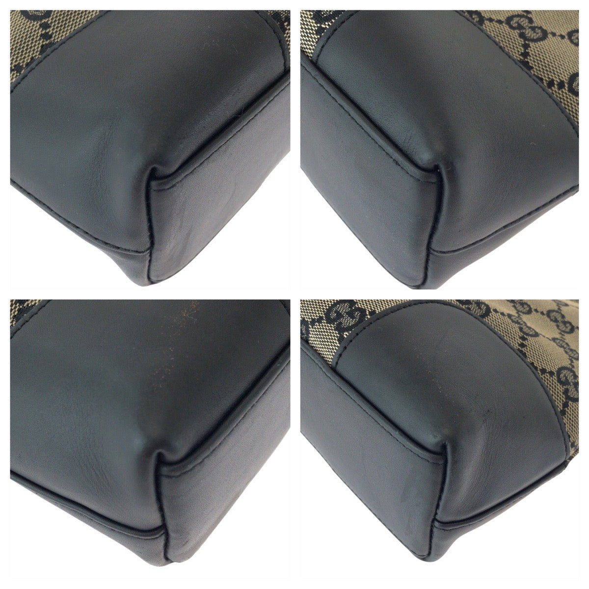 GUCCI Shoulder Bag 001 4231 GG canvas, leather black Women Used