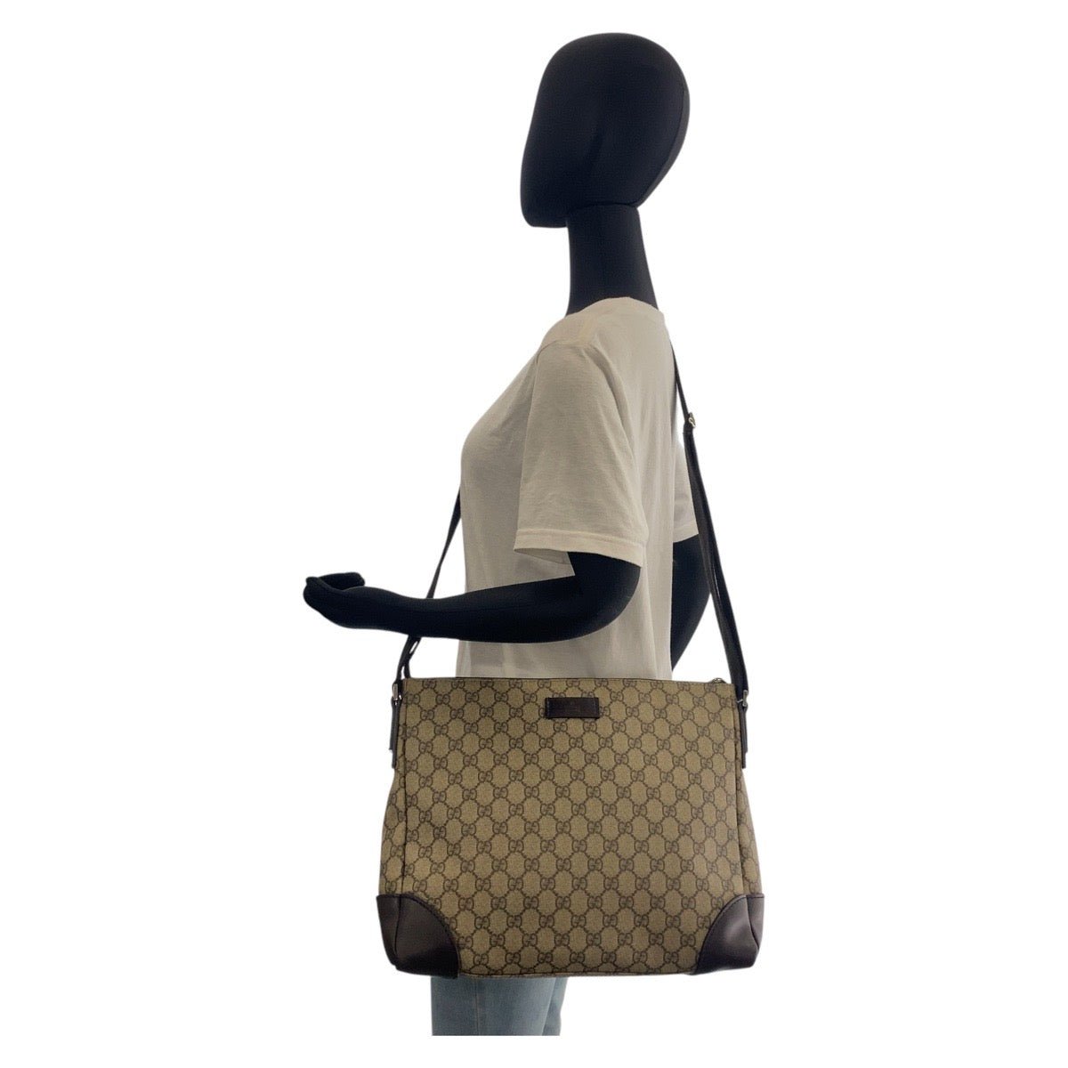 GUCCI Shoulder Bag 110054 GG Supreme canvas, leather beige Shoulder Bag Messenger bag Women Used