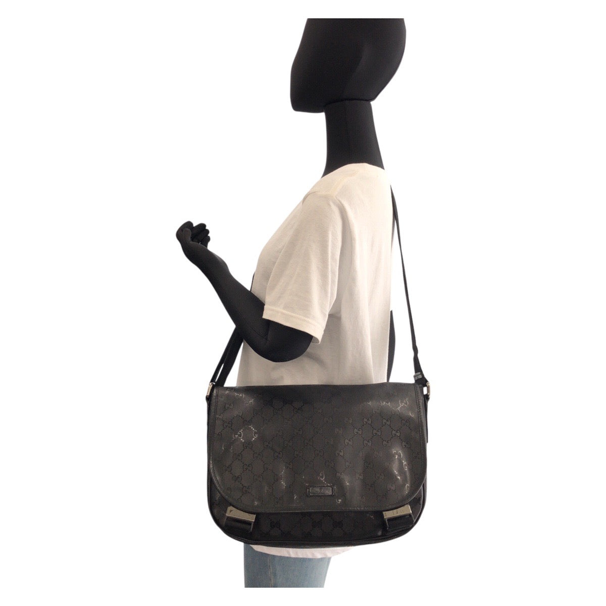 GUCCI Shoulder Bag PVC black Shoulder Bag Messenger bag GG implementation Women Used