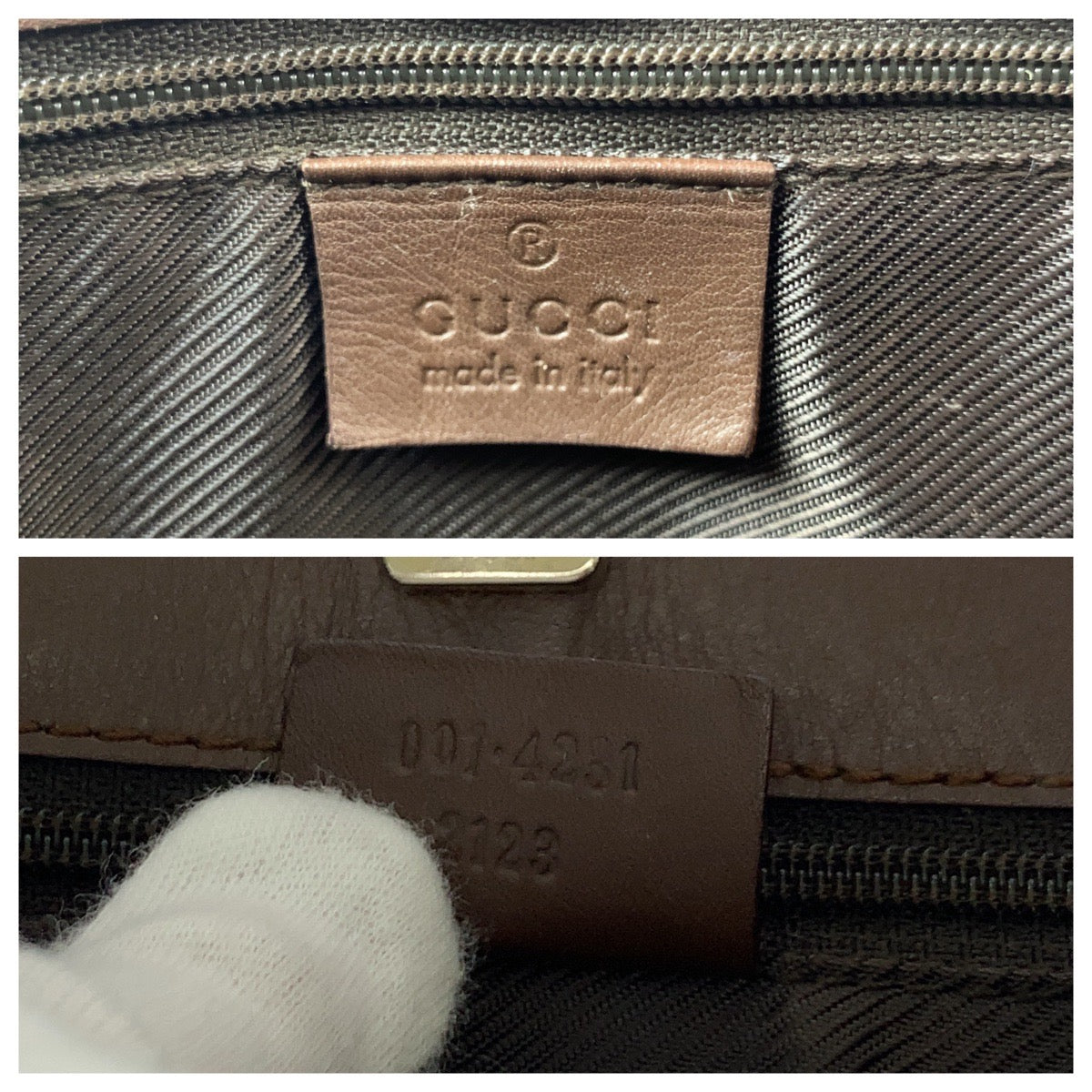 GUCCI Shoulder Bag 001 4231 GG canvas Brown Beige Gold Metal One Shoulder Bag Women Used