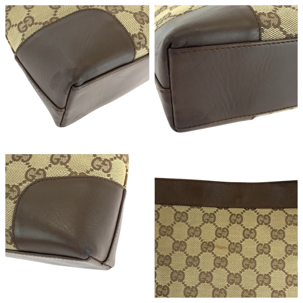 GUCCI Shoulder Bag 001 4231 GG canvas Brown Beige Gold Metal One Shoulder Bag Women Used