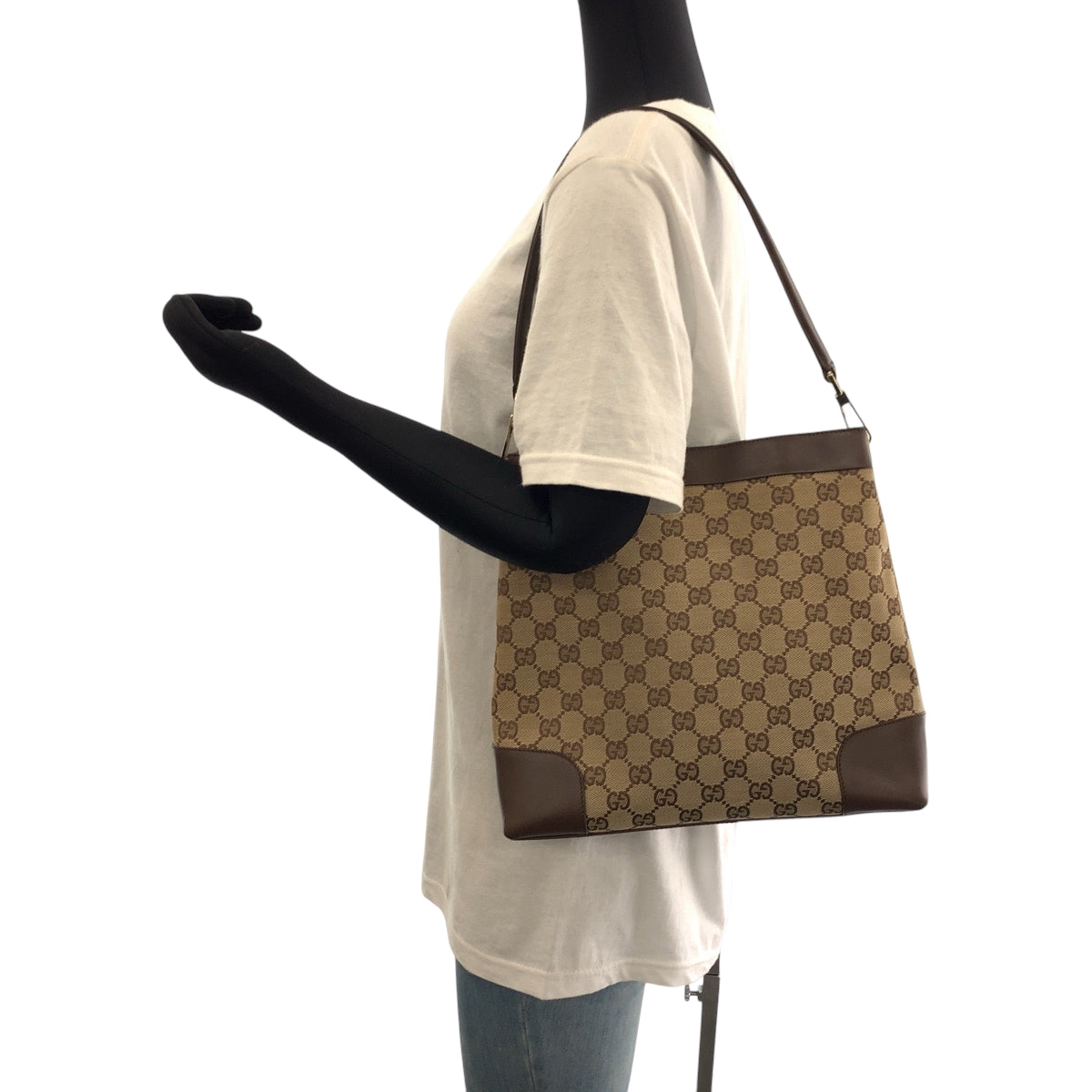 GUCCI Shoulder Bag 001 4231 GG canvas Brown Beige Gold Metal One Shoulder Bag Women Used