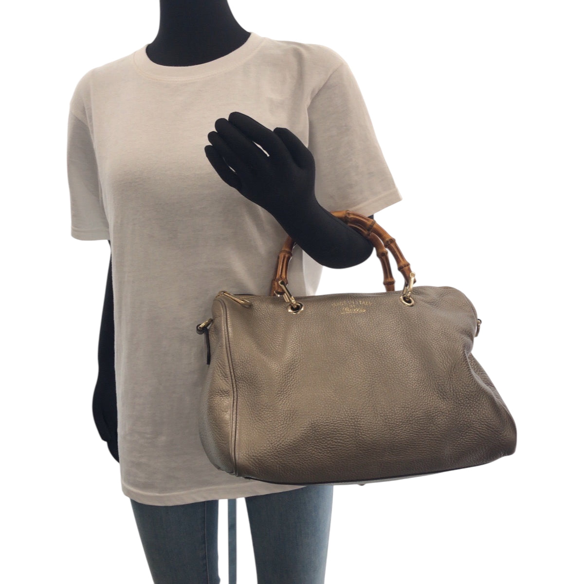 GUCCI Shoulder Bag 353124 leather gold Shoulder Bag Handbag 2way Bamboo Women Used
