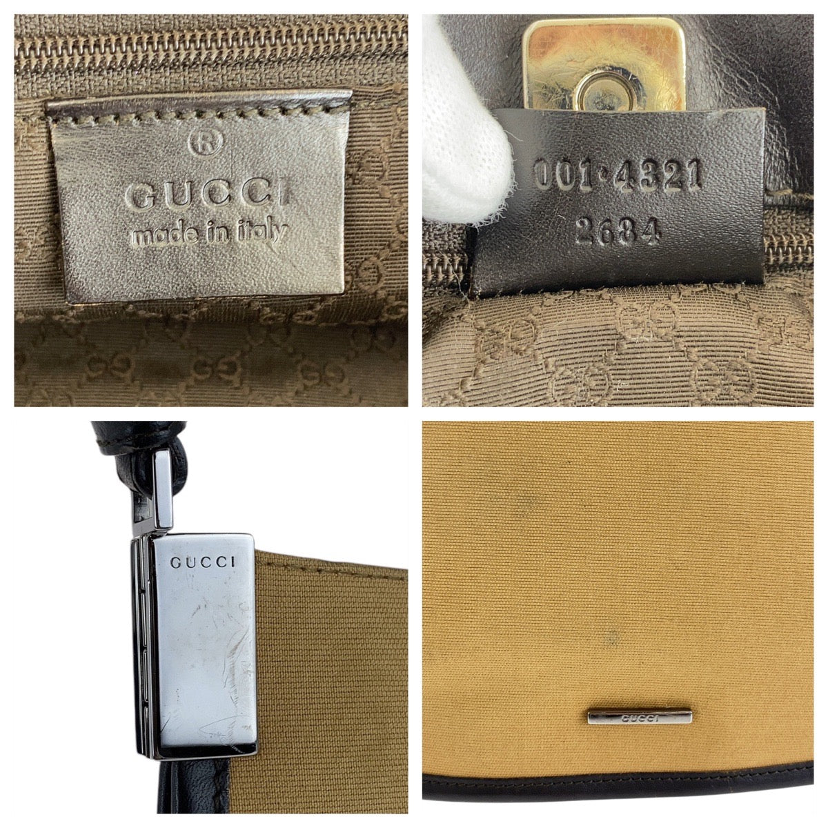 GUCCI Shoulder Bag 001 4321 canvas beige Sherry line