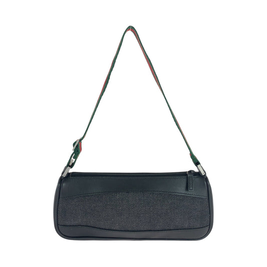 GUCCI Handbag 92320 Canvas, Leather Black SilverMetal Handbag accessory pouch Sherry line Women Used