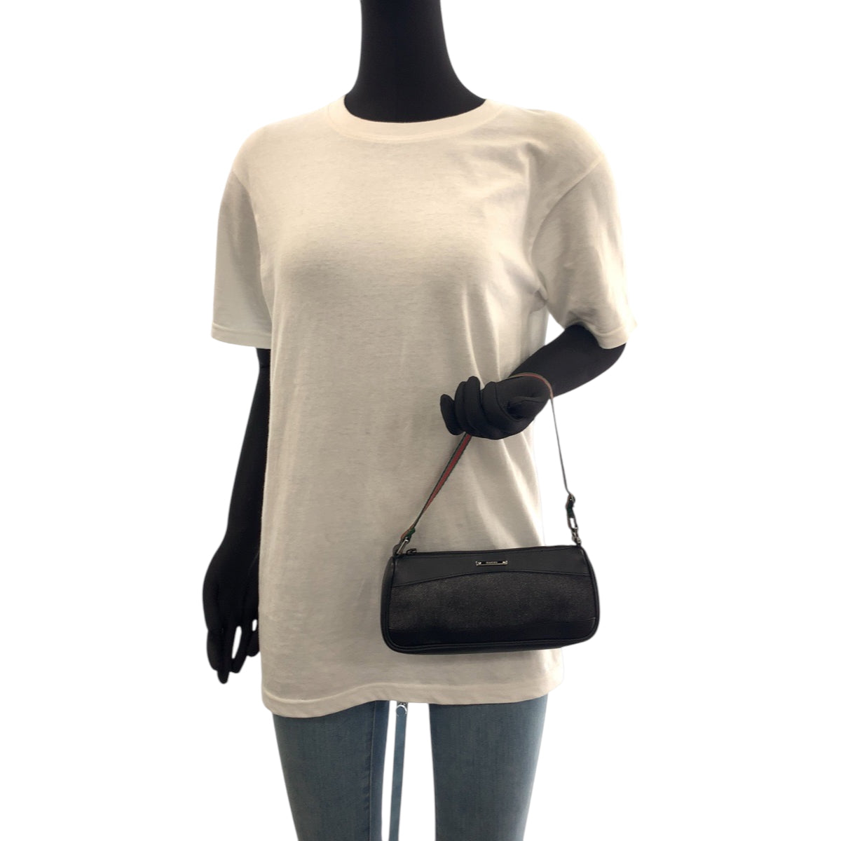 GUCCI Handbag 92320 Canvas, Leather Black SilverMetal Handbag accessory pouch Sherry line Women Used