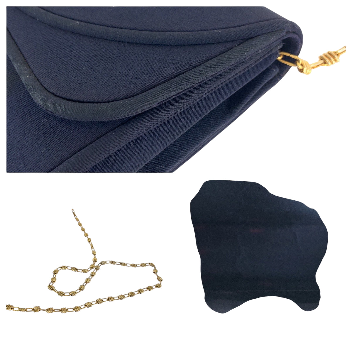 GUCCI Shoulder Bag canvas Navy Gold Metal ChainShoulder Bag Shoulder Old Gucci Women Used