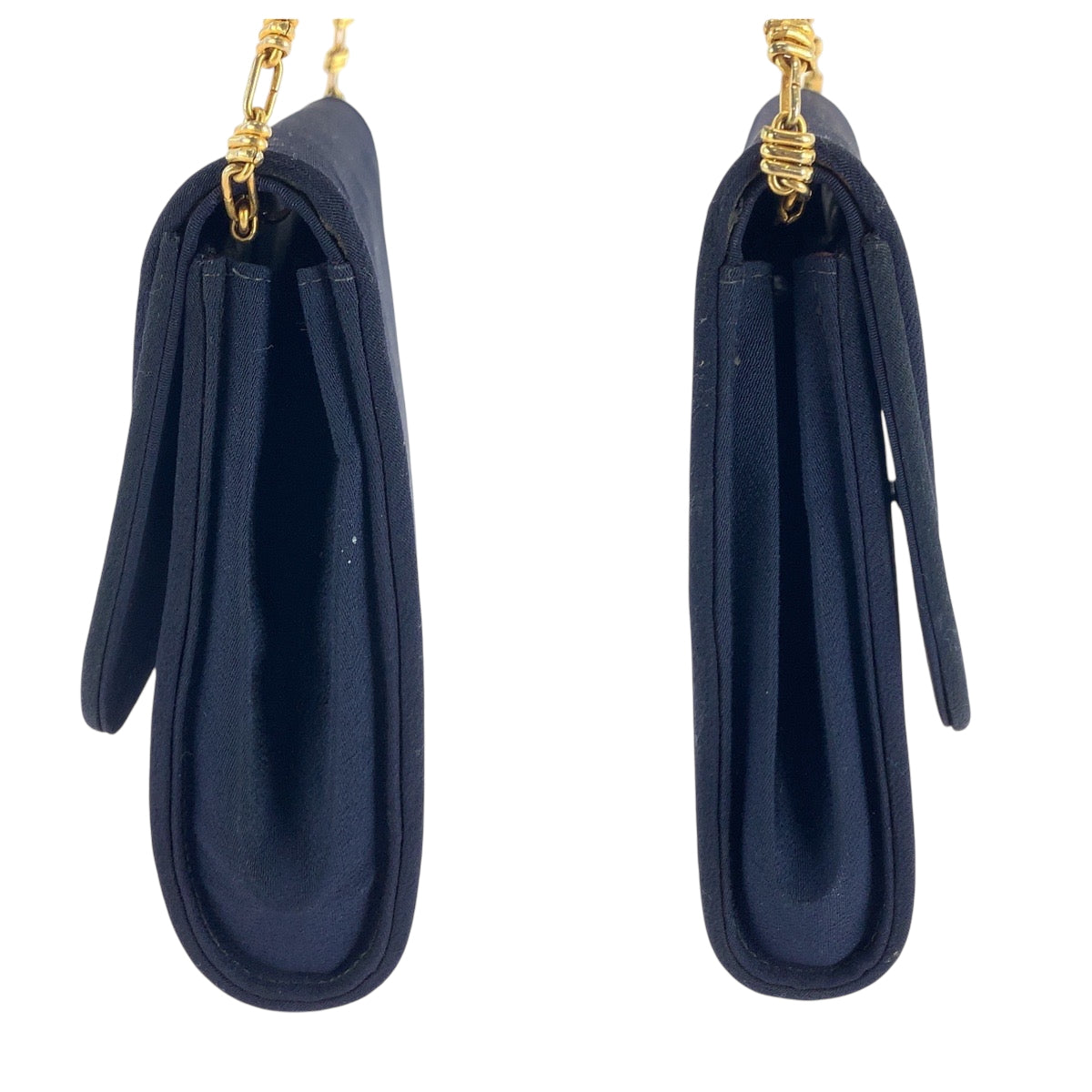 GUCCI Shoulder Bag canvas Navy Gold Metal ChainShoulder Bag Shoulder Old Gucci Women Used