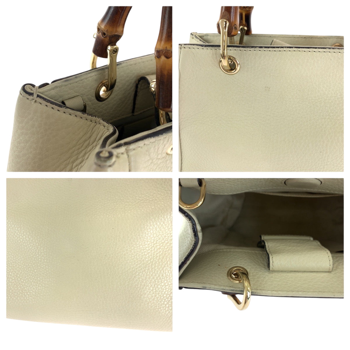 GUCCI Handbag 368823 leather white Bamboo