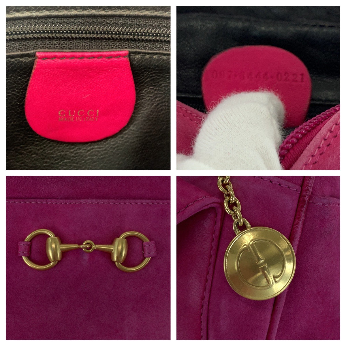 GUCCI Shoulder Bag 007 3444 0221 Suede pink Old Gucci Horsebit