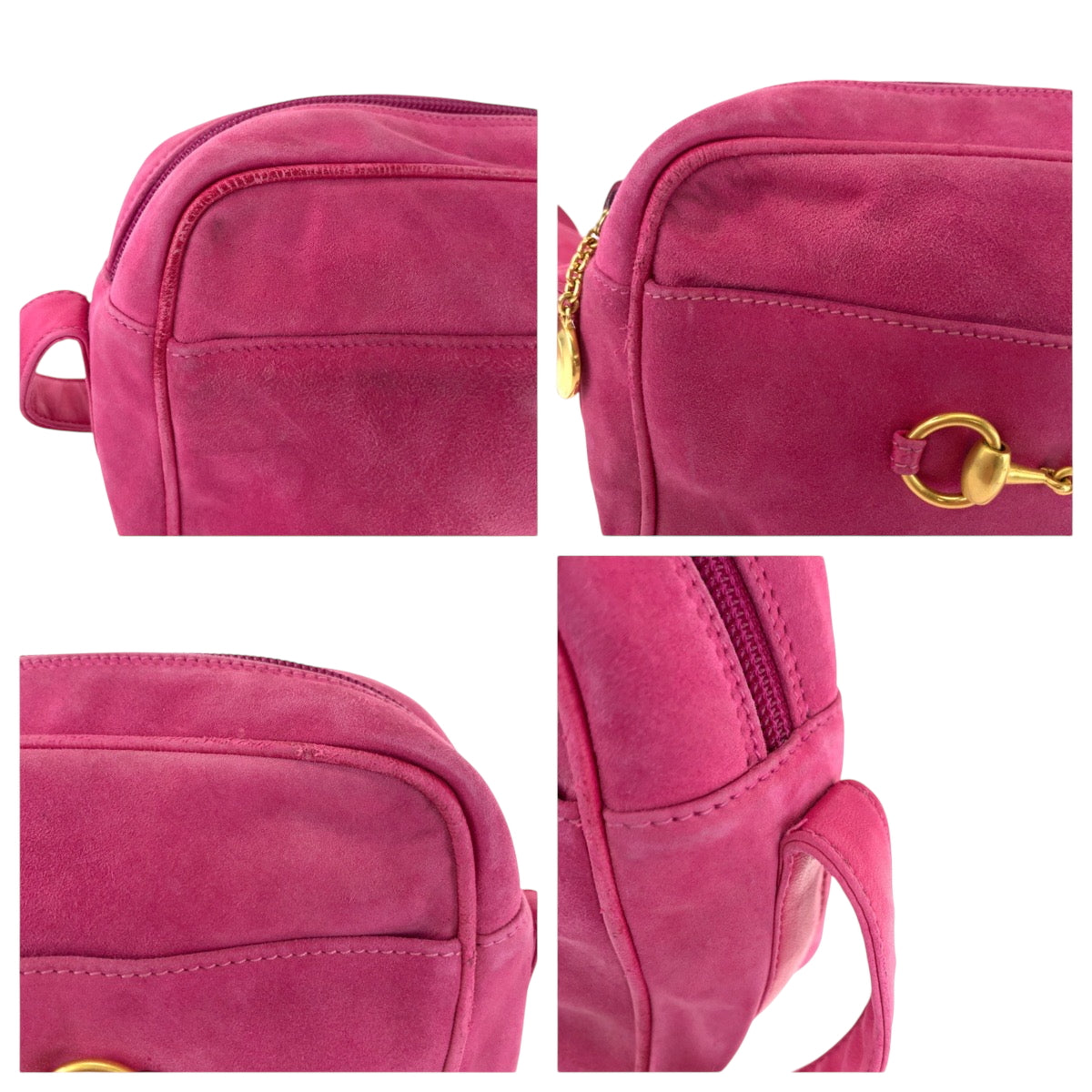GUCCI Shoulder Bag 007 3444 0221 Suede pink Old Gucci Horsebit