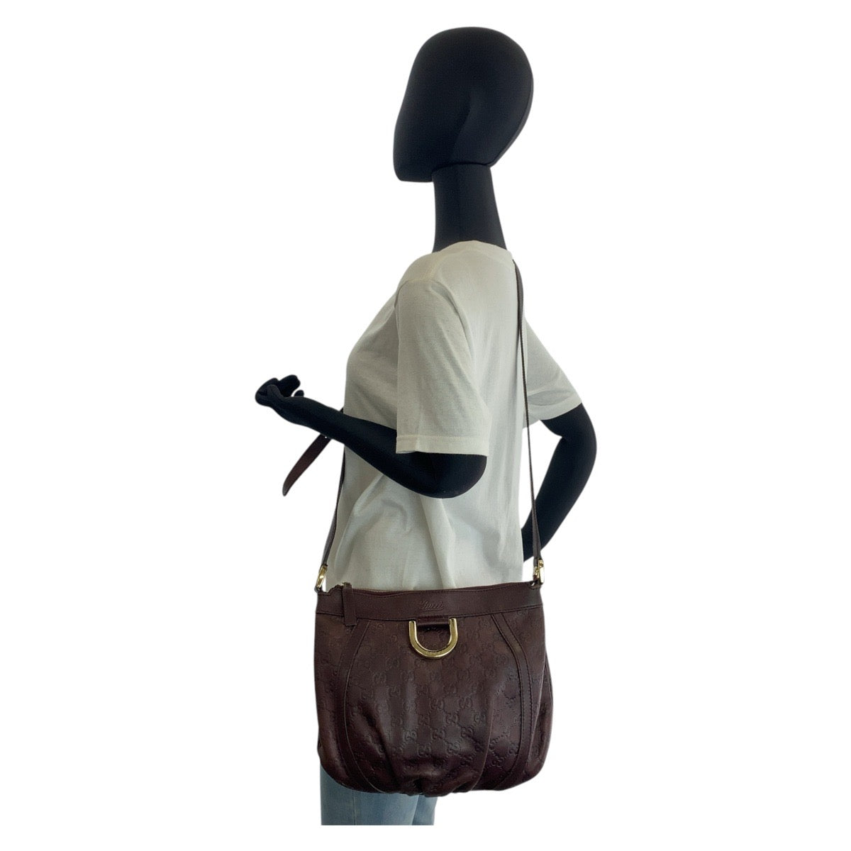 GUCCI Shoulder Bag 203257 leather Brown Abby Guccissima