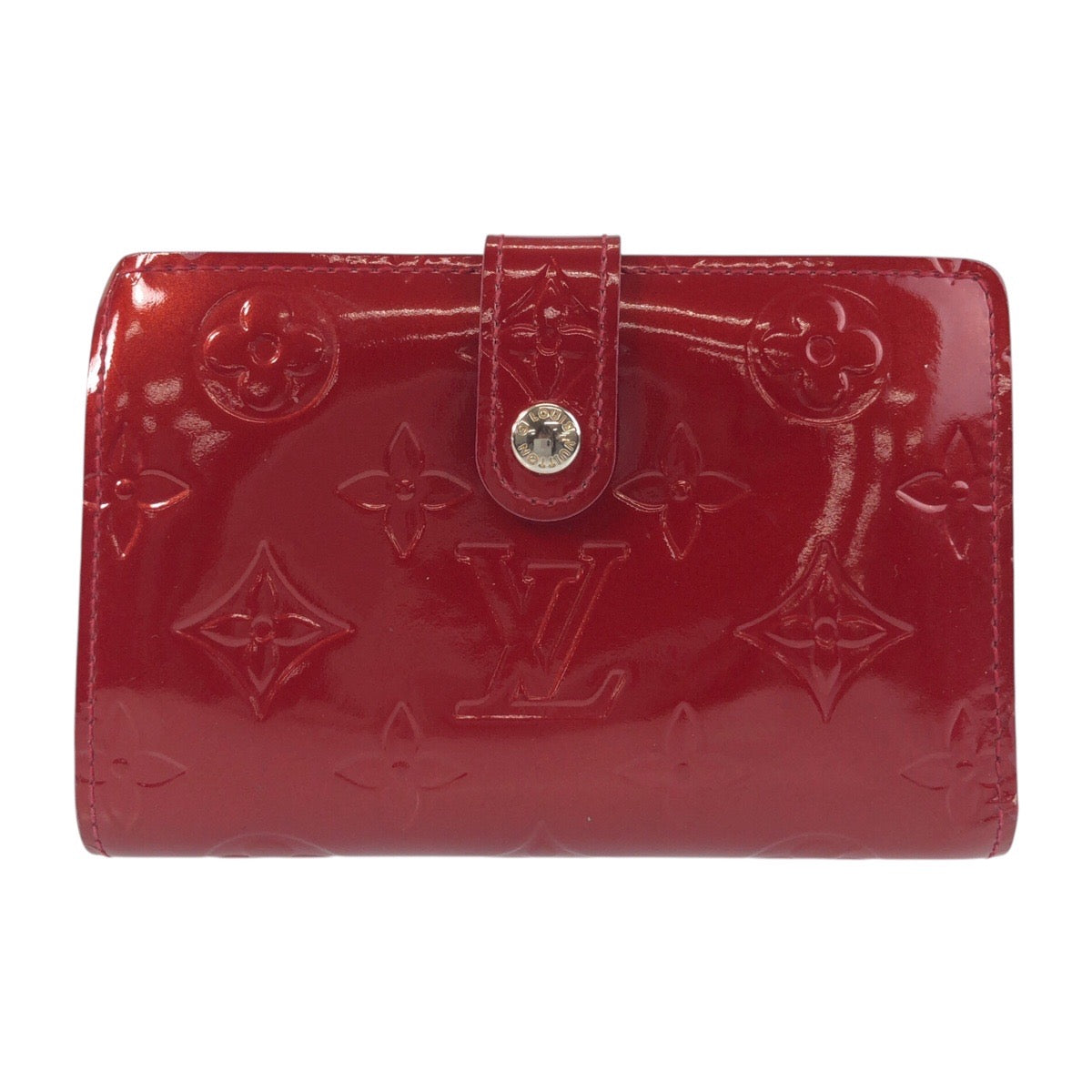 LOUIS VUITTON Bifold Wallet M93528 enamel Red Gold Metal Folding wallet Compact wallet Vernis Portefeuille Viennoiserie Women Used