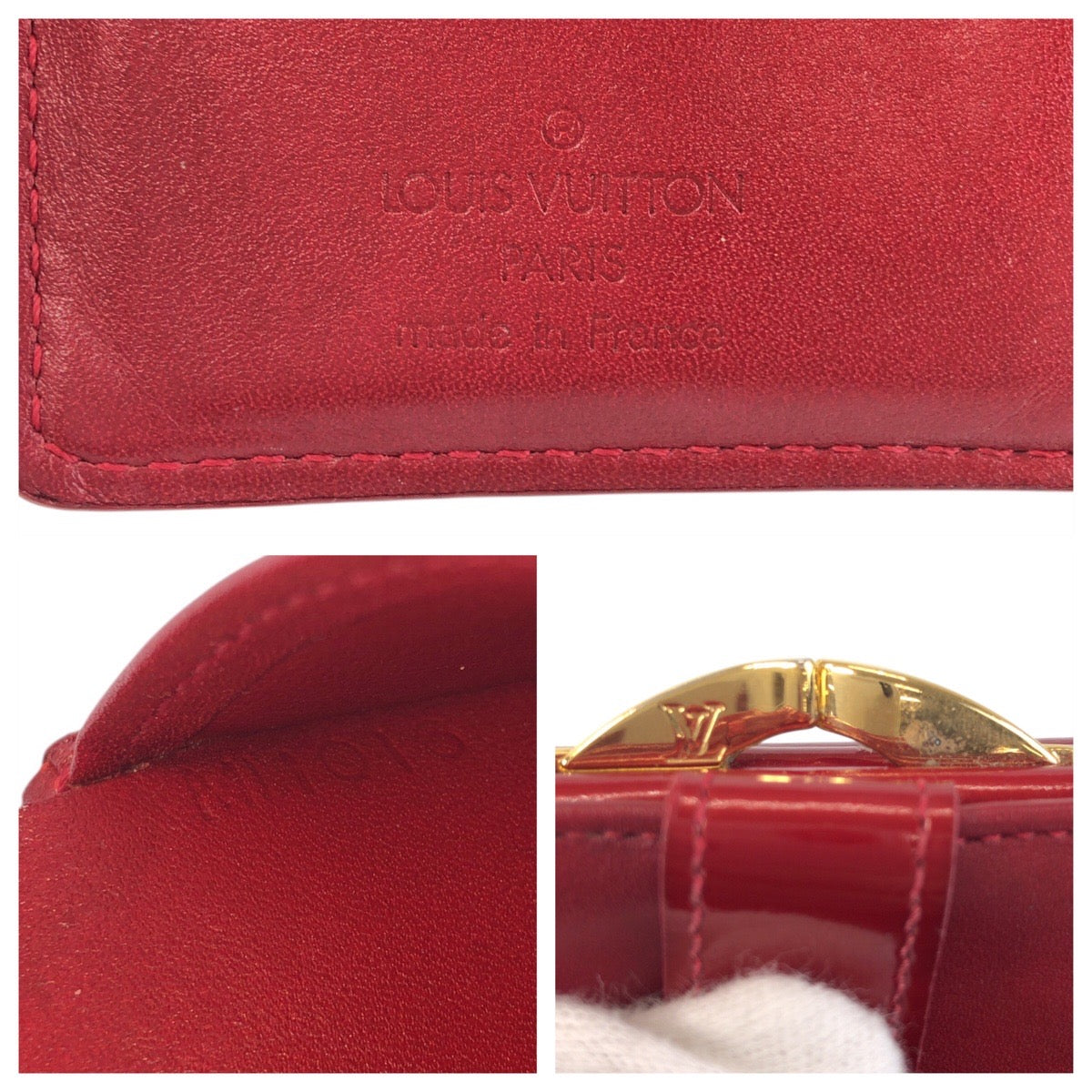 LOUIS VUITTON Bifold Wallet M93528 enamel Red Gold Metal Folding wallet Compact wallet Vernis Portefeuille Viennoiserie Women Used