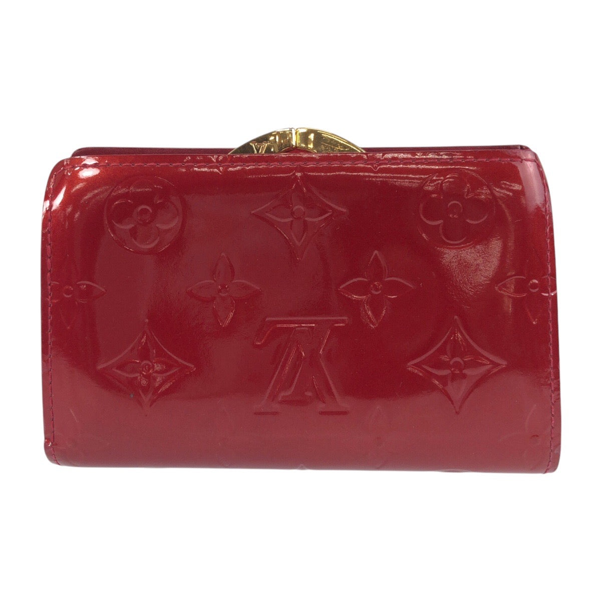 LOUIS VUITTON Bifold Wallet M93528 enamel Red Gold Metal Folding wallet Compact wallet Vernis Portefeuille Viennoiserie Women Used