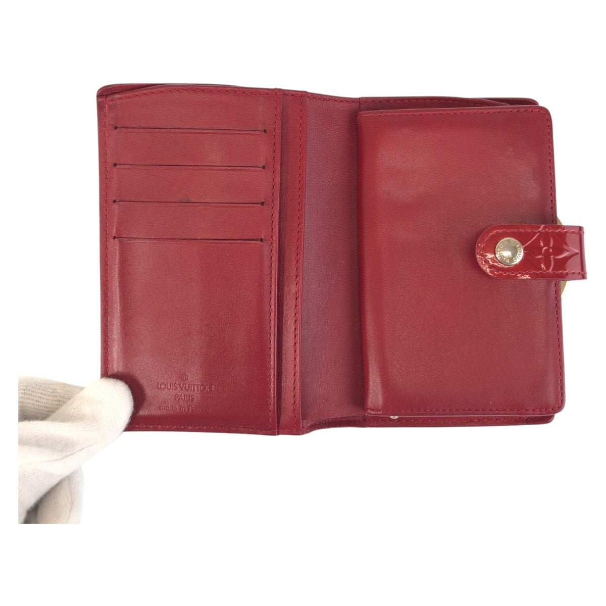 LOUIS VUITTON Bifold Wallet M93528 enamel Red Gold Metal Folding wallet Compact wallet Vernis Portefeuille Viennoiserie Women Used