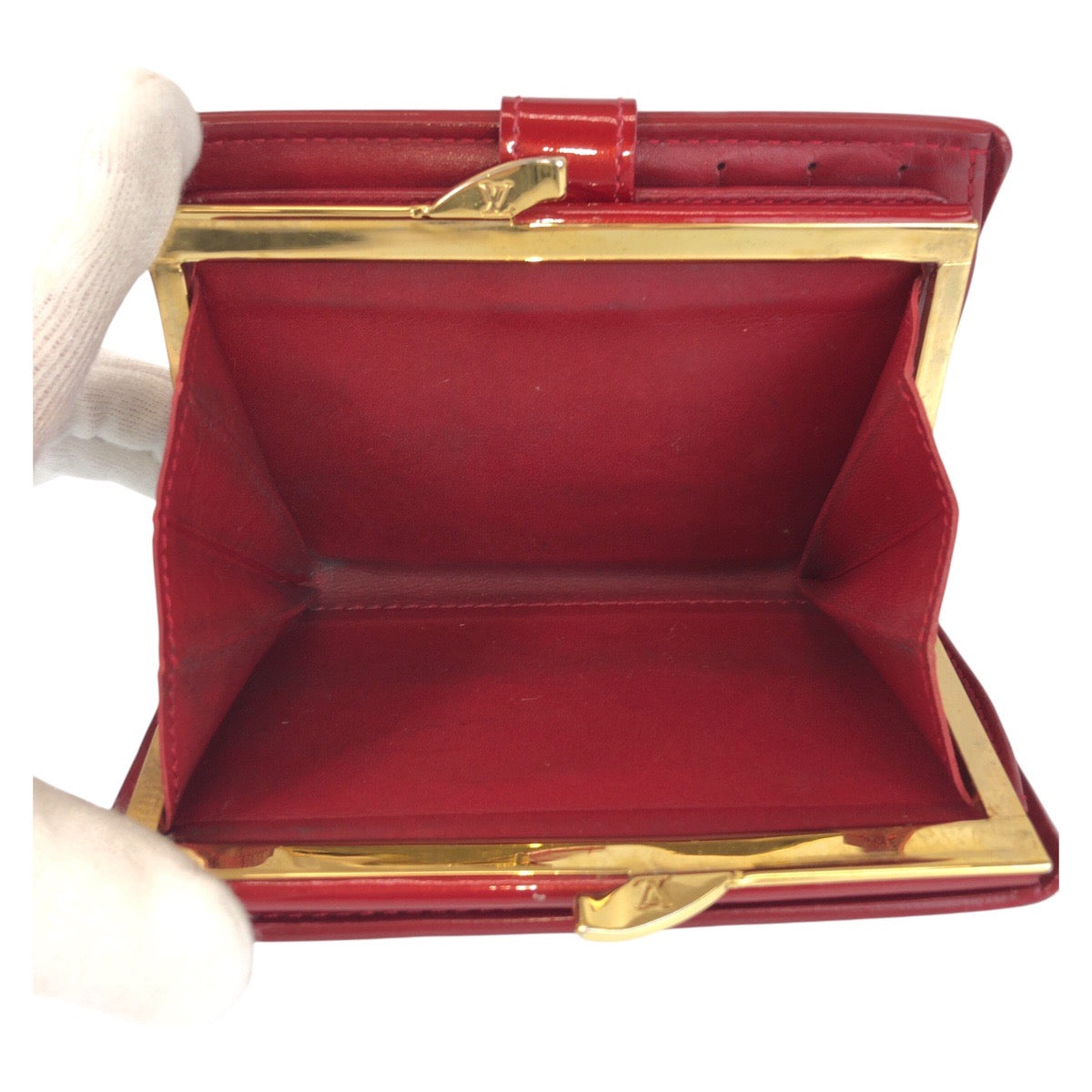 LOUIS VUITTON Bifold Wallet M93528 enamel Red Gold Metal Folding wallet Compact wallet Vernis Portefeuille Viennoiserie Women Used