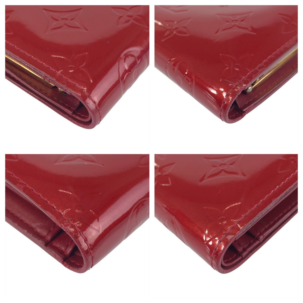 LOUIS VUITTON Bifold Wallet M93528 enamel Red Gold Metal Folding wallet Compact wallet Vernis Portefeuille Viennoiserie Women Used