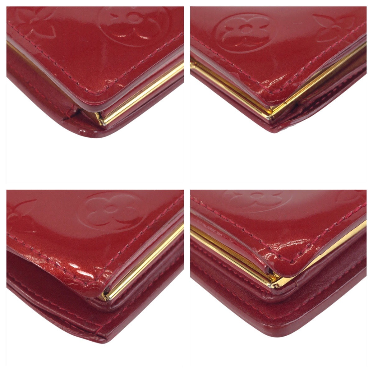 LOUIS VUITTON Bifold Wallet M93528 enamel Red Gold Metal Folding wallet Compact wallet Vernis Portefeuille Viennoiserie Women Used