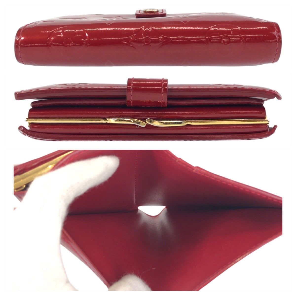 LOUIS VUITTON Bifold Wallet M93528 enamel Red Gold Metal Folding wallet Compact wallet Vernis Portefeuille Viennoiserie Women Used