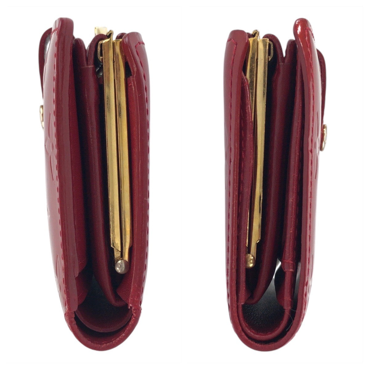 LOUIS VUITTON Bifold Wallet M93528 enamel Red Gold Metal Folding wallet Compact wallet Vernis Portefeuille Viennoiserie Women Used