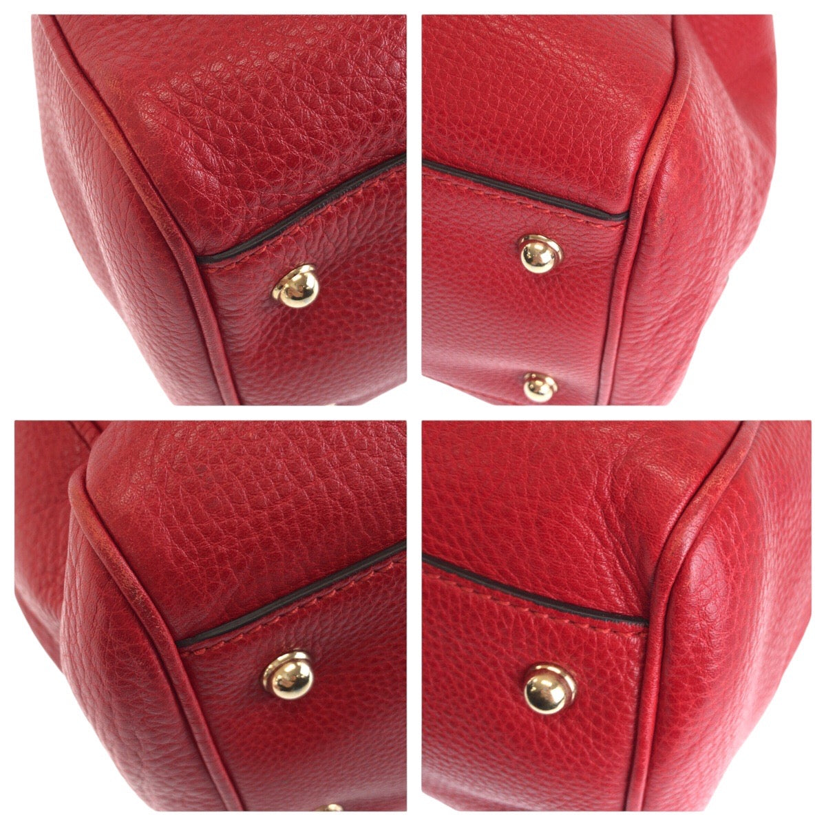 GUCCI Tote Bag 282317 leather Red Bamboo